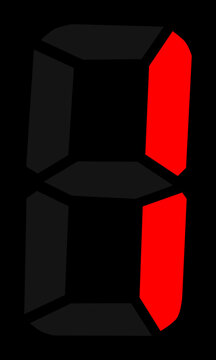 Digital number one displayed in red on a seven-segment electronic screen with a black background.