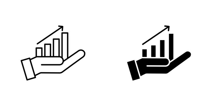 Growing profit icon flat outline in black
