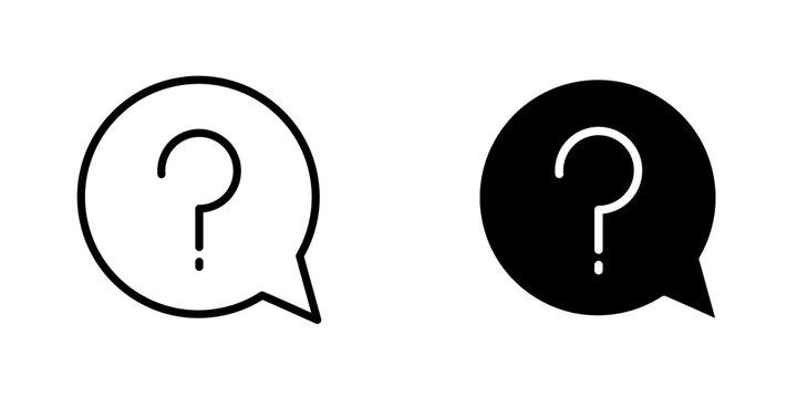 Help icon flat outline in black