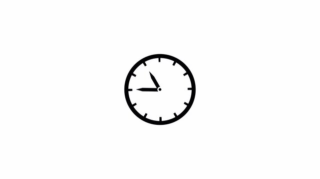 Minimalist clock face on transparent background with hour and minute hands ticking time passing concept, Analog clock spinning animation loop in 4k video.