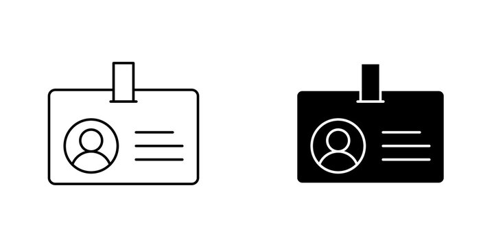 ID badge icon flat outline in black