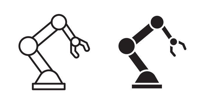 Industrial robot icon flat outline in black