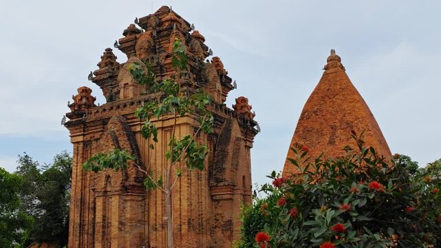  Po Nagar, Cham Temple Tower, Nha Trang in Vietnam. Ancient temple, historical and architectural landmark of Nha Trang. Temple Complex of Nagar.