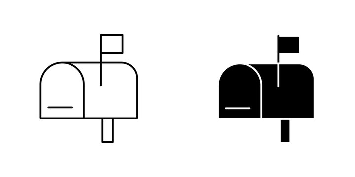 Mailbox icon flat outline in black