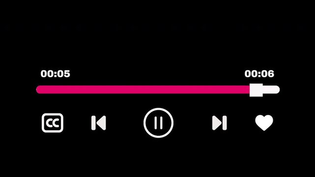 Minimalist Media Player UI Overlay With Play Back Controls With Alpha Channel 