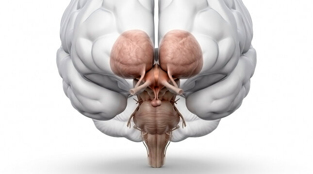 Anatomical model of human brain showing cerebellum and brainstem with brain anatomy medical model medical illustration medicine