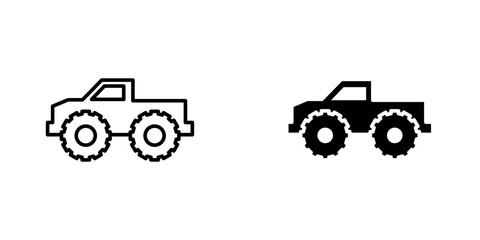 Monster truck icon flat outline in black © Win