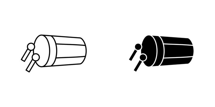 Muslim drum icon flat outline in black