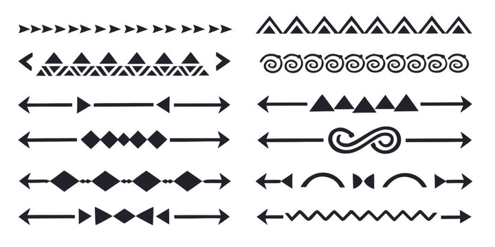 Black and white geometric borders a collection of tribal style patterns