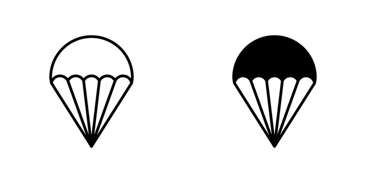 Parachute icon flat outline in black