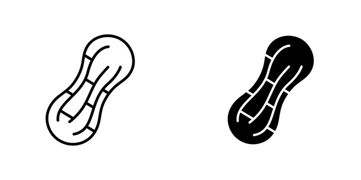 Peanut icon flat outline in black