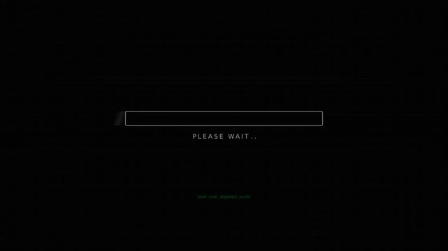 Retro digital screen with an empty progress bar and 'PLEASE WAIT' text, concept for vintage computer loading, ideal for gaming streams and tech presentations.