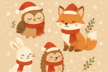 Fototapeta premium Cute festive animal illustration