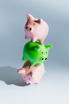 Stacked Piggy Banks in Financial Balance Concept