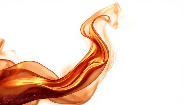 Abstract Flowing Flame and Fire Energy Wave Isolated on White Background