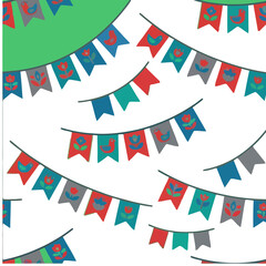 Fototapeta premium Decorative bunting flags with birds and flowers