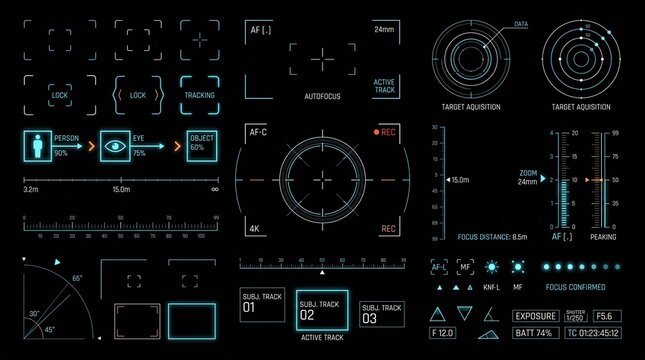 Military technical HUD interface collection, graphics and high-tech digital interface elements