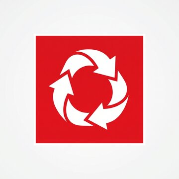Recycling arrows symbol on red background