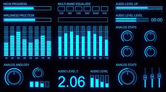 Vintage and modern audio equipment interface elements