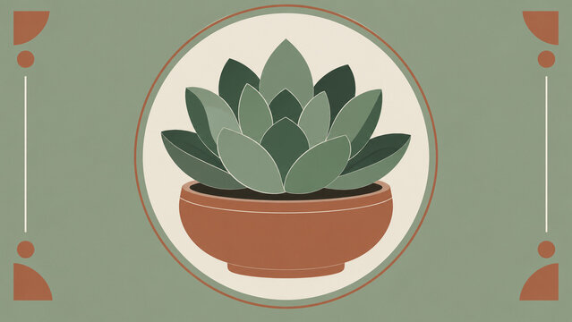 Illustration d'une plante stylis&eacute;e dans un cercle g&eacute;om&eacute;trique