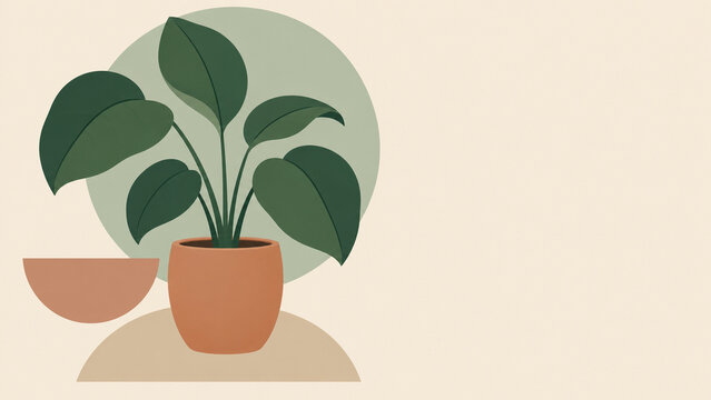 Illustration d'une plante stylis&eacute;e dans un cercle g&eacute;om&eacute;trique