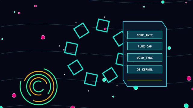 Digital Loading Bar with Abstract Geometric Shapes and Futuristic Interface Elements