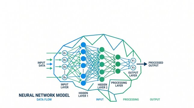 Neural Network Brain Model Diagram Conceptual Artificial Intelligence.