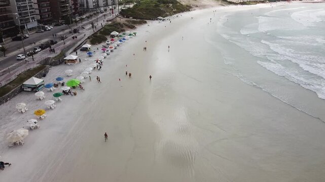 Drone footage aerial view Praia do Forte, Cabo Frio, Rio de Janeiro state, Brazil