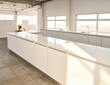Bright accessible kitchen with low counters and clean modern design