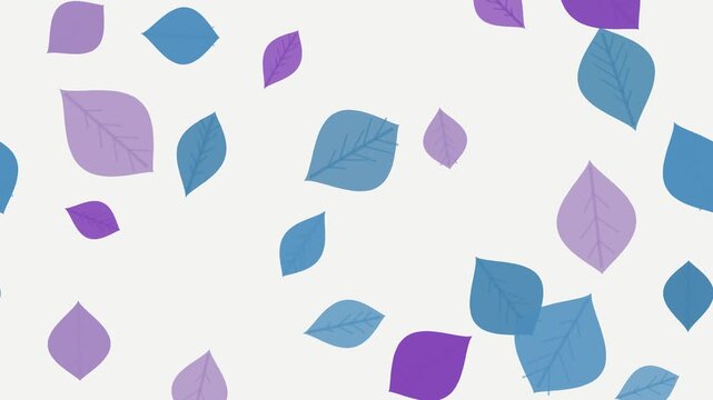 Fondo en movimiento de hojas cayendo azul en bucle sin costuras