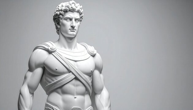 Greek Statue Classical Sculpture on Neutral Background for Art Design