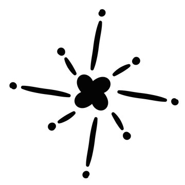 Black hand drawn star sparkle icon isolated on a white background