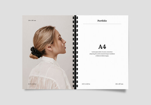Elegant A4 Spiral Bound Magazine Layout Mockup