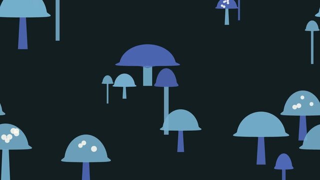 Fondo en movimiento de hongos del bosque azul animado en bucle