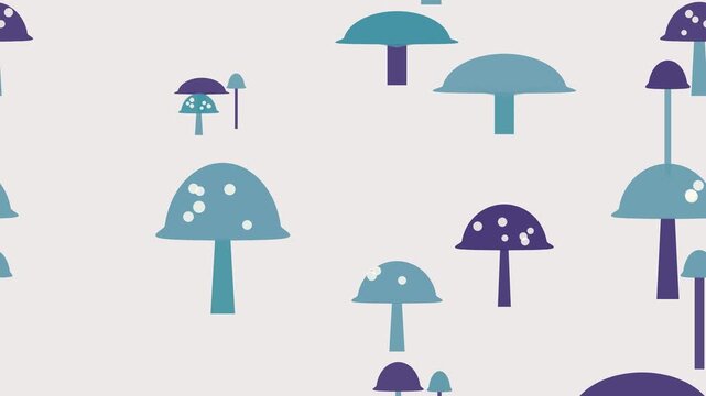 Fondo en movimiento de hongos del bosque cian apagado animado en bucle