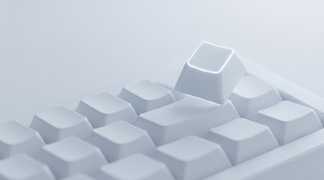 Minimalist 3D Computer Keyboard Keycap Floating Blank Button Technology Concept