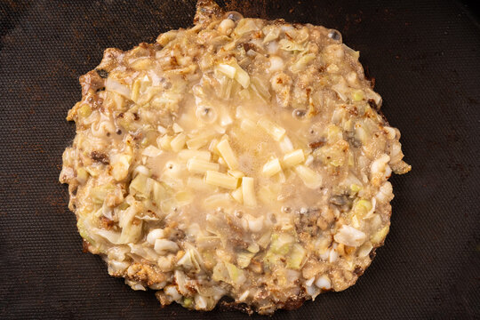 ホットプレートでもんじゃ焼き