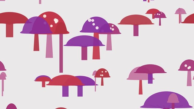 Fondo en movimiento de hongos del bosque magenta animado en bucle