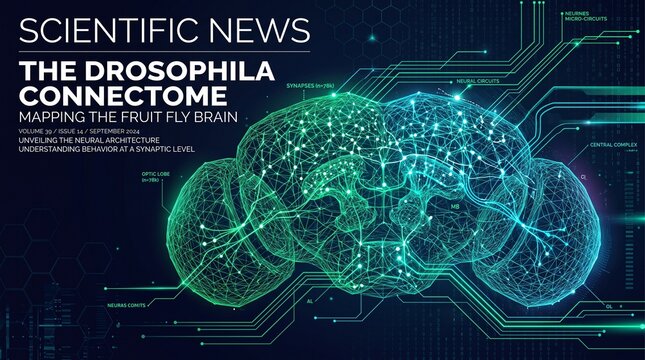 Drosophila Connectome Brain Mapping Scientific Research Visualization.
