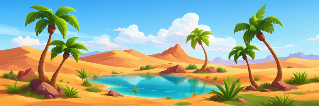  Desert Oasis Under Blue Skies.