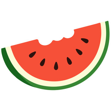 Bitten watermelon slice summer fruit tropical snack juicy melon vector illustration