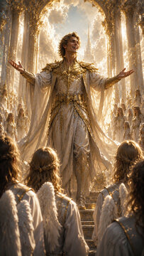 A Deceitful Angel Trying to Mislead Other Angels in Heaven