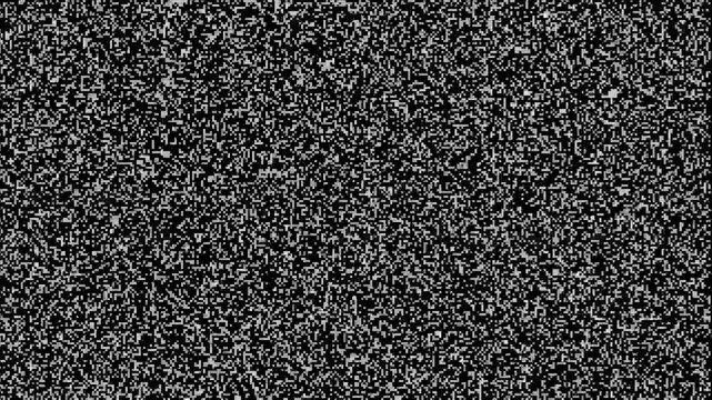 Abstract static texture with horizontal black band during broadcast interruption