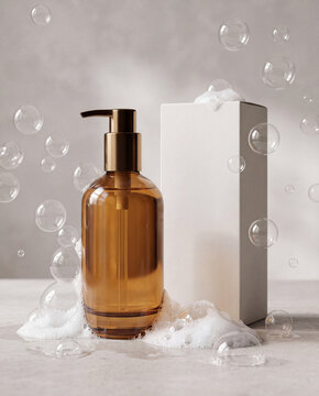 Luxury Bodywash Bottle with Floating Foam Bubbles