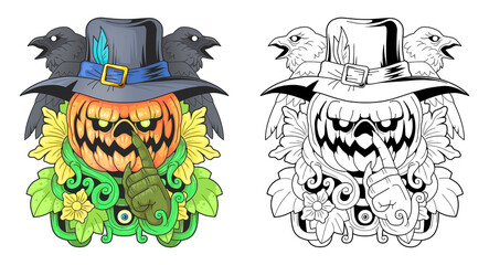 Obraz premium Mythological scary jack o' lantern, illustration design