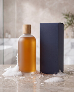 Bodywash Bottle with Dynamic Foam Splash and Packaging
