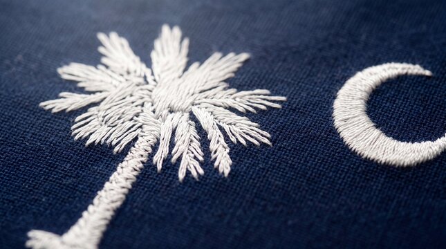 South Carolina State Flag Embroidered Palmetto Tree Detail
