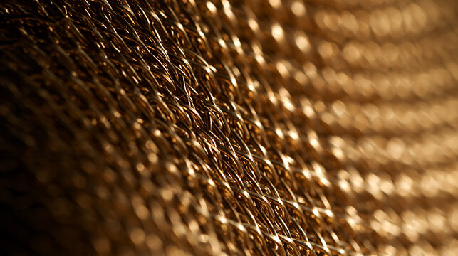 Macro View of Woven Copper Wire Mesh Texture
