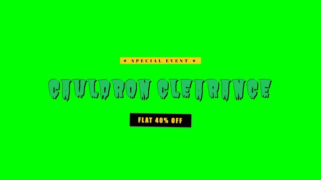 Cauldron Clearance Flat 40% Off Halloween Green Screen 4K Title