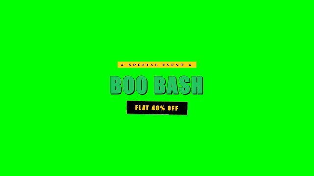 Boo Bash Flat 40% Off Halloween Green Screen 4K Title